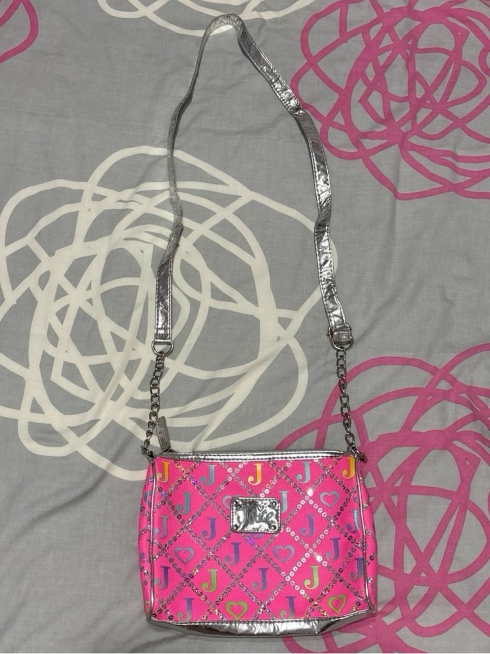 Justice Hot Pink Sequin Crossbody Purse